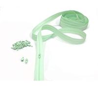 Artefizio, Cremalleras por Metros para Coser, Cremallera Continua, 20 Colores, Zip de Metal, 7 Longitudes, 4mm, 100% Poliéster, Made in Italy (Water Green, 2 m + 5 Deslizadores)
