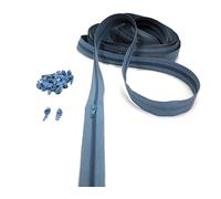 Artefizio, Cremalleras por Metros para Coser, Cremallera Continua, 20 Colores, Zip de Metal, 7 Longitudes, 4mm, 100% Poliéster, Made in Italy (Blue Avio, 10 m + 25 Deslizadores)