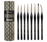 ARTEGRIA Detail Paint Brush Set, 8 Miniature Brushes with Extra Fine Tips and Ergonomic Handles, for Small Scale Models, Figurines, Paint by Numbers for Adults