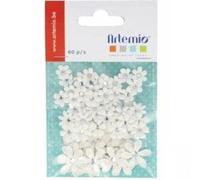 Artemio 11060401 - Juego de 60 Mini Flores, Papel, 7,5 x 1 x 11,5 cm, Color Blanco