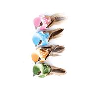Artemio Figuras decorativas 4 pájaros – alambre metal 4 cm, plumas, multicolor, 7 x 1,5 x 13,5 cm