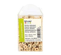 Artémio Abalorios (8 x 8 mm, Madera, Forma Cuadrada, 312 Unidades), diseño de Alfabeto, Color Beige