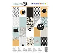 Artemio Bloc de 40 Hojas de Papel para Scrapbooking A4 Terrazzo Cat