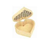 Artemio Caja de Corazón Calado, Madera, Beige, 16 x 14 x 7 cm