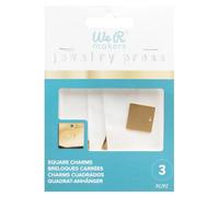 Artemio We R Makers Charms Dijes Cuadrado - 3 uds en Color Dorado - 1,7 x 1,7 cm - Colgantes Lisos para Jewelry Press - para Pulseras, Pendientes, Collares & Joyas - Acero inoxidable