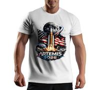 Artemis 2026 USA Moon Landing Space Exploration Rocket Astronaut Future NASA Patriotic Camiseta De Hombre Blanca Size L