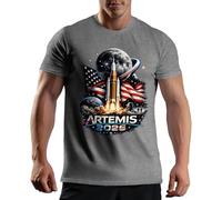Artemis 2026 USA Moon Landing Space Exploration Rocket Astronaut Future NASA Patriotic Camiseta De Hombre Gris Size 3XL