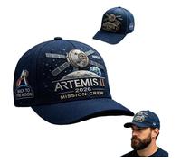 Artemis II - Gorra conmemorativa de la misión lunar 2026, gorra de béisbol bordada ajustable, sombreros de cumpleaños para mujeres y hombres, amantes del espacio, azul marino