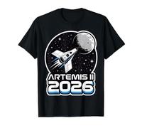 Artemis II Lanzamiento a la Luna 2026 Camiseta gráfica económica, Hombre, Negro, L