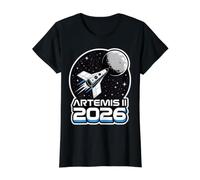 Artemis II Lanzamiento a la Luna 2026 Camiseta gráfica económica, Mujer, Negro, XL
