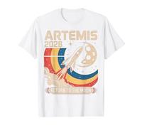 Artemis II Lanzamiento de Regreso a la Luna 2026 Camiseta gráfica económica, Hombre, Blanco, S