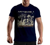 Artemis II Vintage Moon Mission Retro Astronaut Around The Moon NASA Space Exploration Camiseta De Hombre Azul Marino Size XL