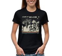 Artemis II Vintage Moon Mission Retro Astronaut Around The Moon NASA Space Exploration Camiseta De Mujer Negra Size L