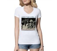 Artemis II Vintage Moon Mission Retro Astronaut Around The Moon NASA Space Exploration Camiseta De Mujer Cuello En V Blanca Size S