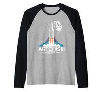 Artemis III 3 2027 Retro Espacio Tierra Baja Órbita Camiseta Manga Raglan
