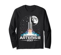 Artemis III 3 2027 Retro Espacio Tierra Baja Órbita Manga Larga