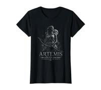 Artemisa Diosa De La Caza Luna Guerrero Mito Camiseta gráfica económica, Mujer, Negro, S