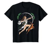 Artemisa Diosa Griega Caza Dioses mitología Antigua Grecia Camiseta, Niños, Negro, 10 años