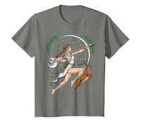 Artemisa Diosa Griega Caza Dioses mitología Antigua Grecia Camiseta, Niños, Verde Militar Jaspeado, 2 años