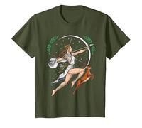 Artemisa Diosa Griega Caza Dioses mitología Antigua Grecia Camiseta, Niños, Verde Oliva, 2 años