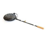 arterameferro Sartén para castañas de hierro con mango de madera para chimenea grande