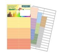 Arterby's® - 128 Etiquetas Adhesivas Lápices Bolígrafos Marcadores - 10 x 46 mm - 12 Colores - Vinilo Impermeable de Colores Niños Escuela Guardería Nombres Libros Cuadernos (COL002)