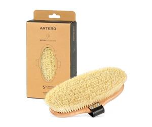 Artero Saturno S2 cepillo para caballos de cerdas duras de 3 cm, bambú | Limpieza a fondo del manto, saca polvo, tierra y sudor seco, correa de agarre, aseo diario en cuadra, Nature Collection