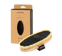 Artero Saturno S3 cepillo para caballos de cerdas duras de 2,5 y 1,9 cm | Doble corona, limpieza profunda y superficial en una pasada, cuerpo de bambú con correa, aseo diario, Nature Collection