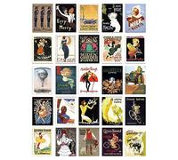 Artery8 50 Pcs Art Deco Vintage Advert Posters Aesthetic Collage Kit Wall Art Prints A6 Set Pack 14.8 x 10.5 cm (5.8 x 4.1) Room Decor Old Retro 1920's Advertising