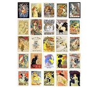 Artery8 50 Pcs Old French Advertising Aesthetic Collage Kit Wall Art Prints A6 Pack 14.8 x 10.5 cm (5.8 x 4.1) Room Decor Poster Collection Folies Bergere Moulin Rouge