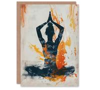 Artery8 Abstract Painting Woman in Yoga Pose Orange Greeting Birthday Card Him Her All Blank