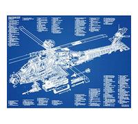 Artery8 AH-64D Apache Attack Helicopter Military Patent Plan Unframed Wall Art Print Poster Home Decor Premium Militar pared Póster Casa