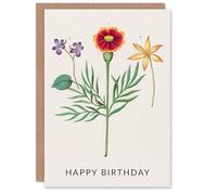 Artery8 Anselmus de Boodt Birthday Card Tagetes Violet and Daffodil Flowers
