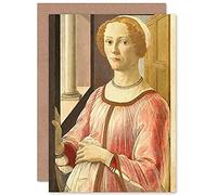 Artery8 Botticelli Portrait Of Smeralda Bandinelli Fine Art Greeting Card Plus Envelope Blank Inside Retrato