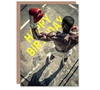 Artery8 Boxing Sport Fan Boxer Aerial Photograph For Him Man Birthday Card