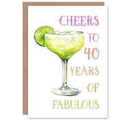 Artery8 Cheers to 40 Years of Fabulous Margarita Fun 40th Birthday Card For Women