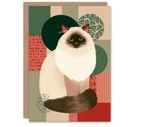 Artery8 Christmas Card Brown Point Ragdoll Cat Abstract Pet Portrait