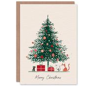 Artery8 Christmas Card Christmas Tree Kittens and Presents Watercolour
