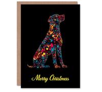 Artery8 Christmas Card Dog Lover Bright Colourful Pet Silhouette