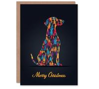 Artery8 Christmas Card Dog Lover Double Exposure With Colourful Trees