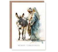 Artery8 Christmas Card Mary Joseph and Donkey Watercolour Drawing