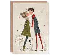 Artery8 Christmas Card So In Love Kissing Couple Romantic Dog Parents