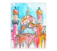 Artery8 Colourful Brighton Royal Pavilion Watercolour Living Room Large Wall Art Poster Print Thick Paper 18X24 Inch