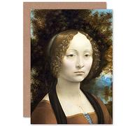 Artery8 Da Vinci Ginevra De Benci Portrait Painting Fine Art Greeting Card Plus Envelope Blank Inside Retrato Pintura