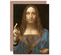 Artery8 Da Vinci Salvator Mundi World Saviour Jesus Fine Art Greeting Card Plus Envelope Blank Inside Mundo
