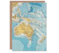 Artery8 Edward Stanford Art Card Australasia Vintage Bathymetric Map