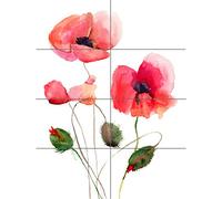 Artery8 Flower Poppies Watercolour XL Giant Panel Poster (8 Sections) Flor Acuarela Póster