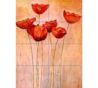 Artery8 Flower Red Poppies Painting XL Giant Panel Poster (8 Sections) Flor Pintura Póster