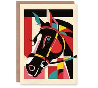 Artery8 Grand National Horse Racing Race Bold Geometric For Him Man Birthday Card