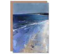Artery8 Greeting Card Exmouth Beach Devon England Modern Painting Blank For Him Or Her Art Birthday Card